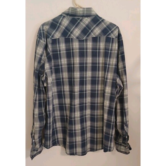American Eagle Outfitters Shirt XXL Plaid Blue Longsleeve Pearl Snap Vintage Fit - Picture 7 of 9